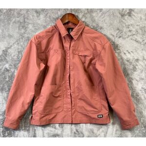 Mountain Hardwear Stryder Shirt Womens Small Pink Nylon Long-Sleeve Snap UPF